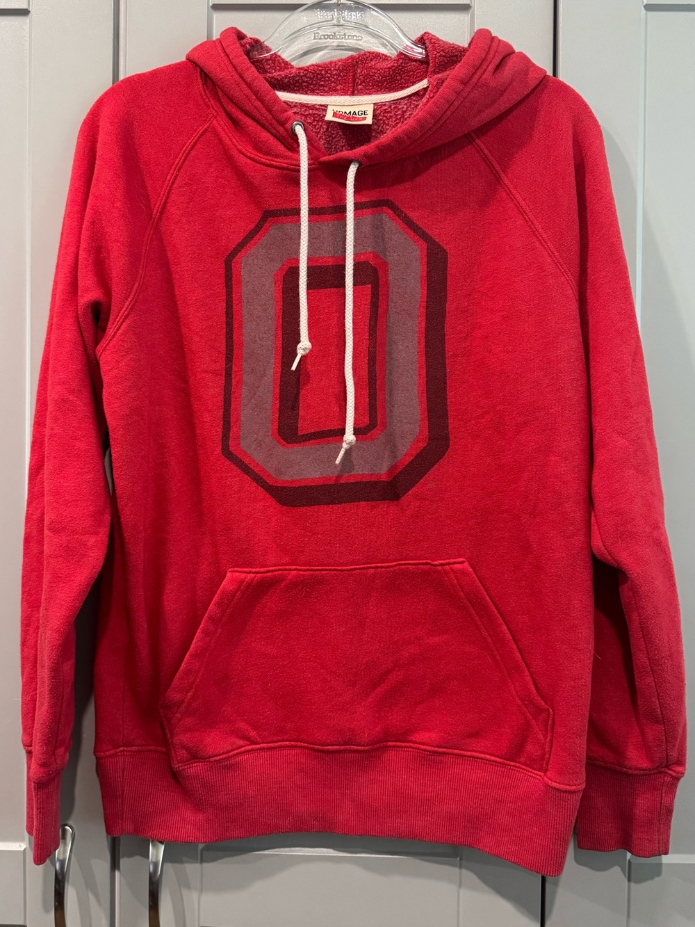 HOMAGE Bright Red Pullover Hoodie with 'O' Chest Graphic